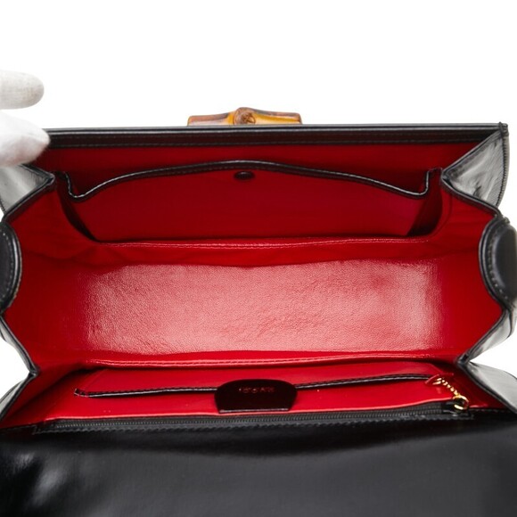 Gucci Bamboo Shoulder Bag Black Brown Leather - Picture 9 of 10